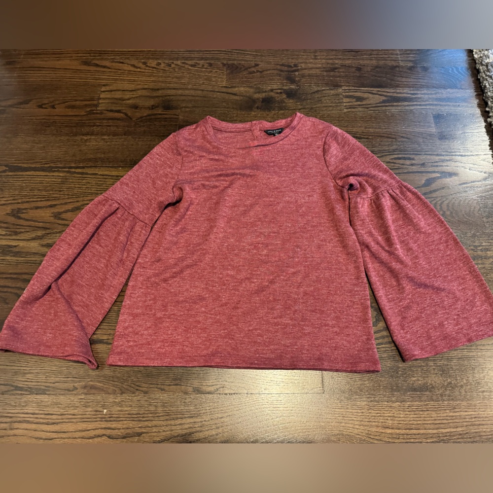 Lucky Brand Maroon Bell Sleeve Boxy Hoodie